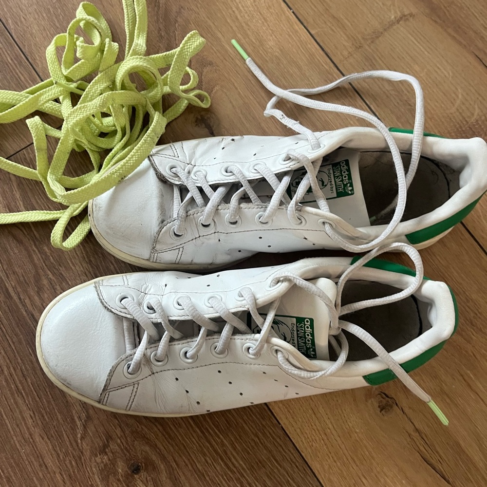 Adidas White Green Stan Smith Sneakers - Picture 4 of 12